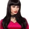 Long Black Wig With Bangs