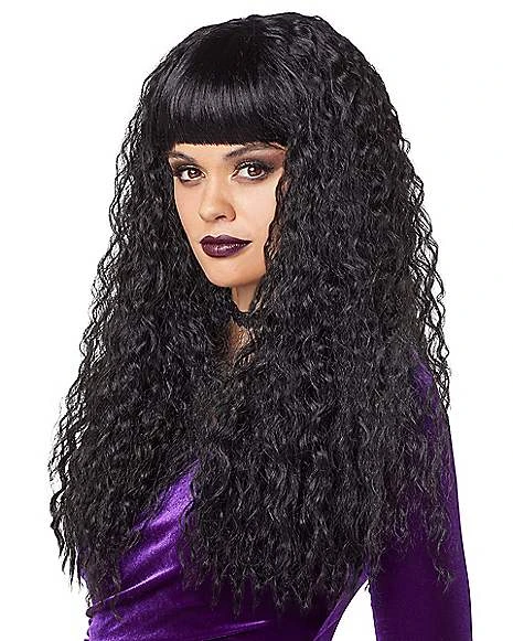 Black Crimped Wig With Bangs 3 Black Crimped Wig With Bangs