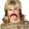 Blond Mullet Wig With Mustache