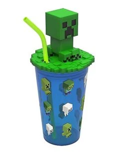 Minecraft Cup With Straw - 15 Oz. -Forum Novelties Shop 01515600 c