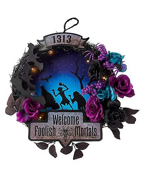 Light-Up Welcome Foolish Mortals Wreath - The Haunted Mansion 4 Light-Up Welcome Foolish Mortals Wreath - The Haunted Mansion - Image 2