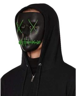Light Up EL Wire Green Stitched Black Half Mask -Forum Novelties Shop 01548692 d