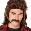 Brown Mullet Wig With Mustache -Forum Novelties Shop 01550813 a