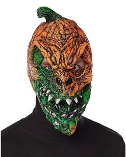 UV Light Reactive Pumpkin Half Mask