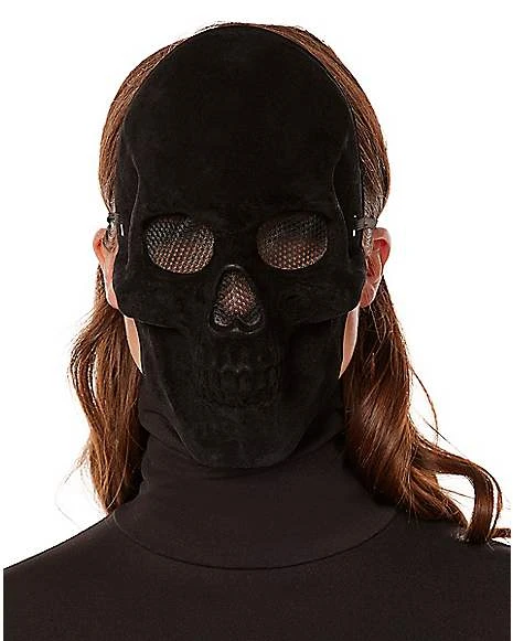 Black Velvet Skull Half Mask 4 Black Velvet Skull Half Mask - Image 2