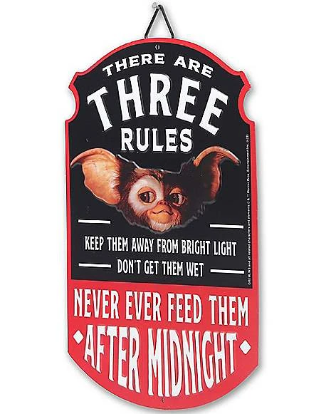 Three Rules Gizmo Sign - Gremlins 4 Three Rules Gizmo Sign - Gremlins - Image 2