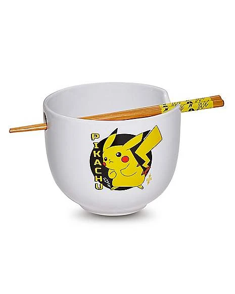 Pikachu Bowl With Chopsticks 20 Oz. - Pokemon 3 Pikachu Bowl With Chopsticks 20 Oz. - Pokemon