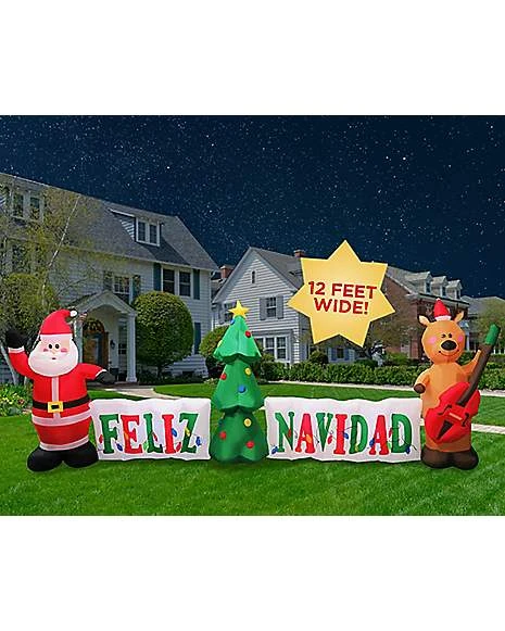 4 Ft Light Up Feliz Navidad Inflatable Decoration 5 4 Ft Light Up Feliz Navidad Inflatable Decoration - Image 3
